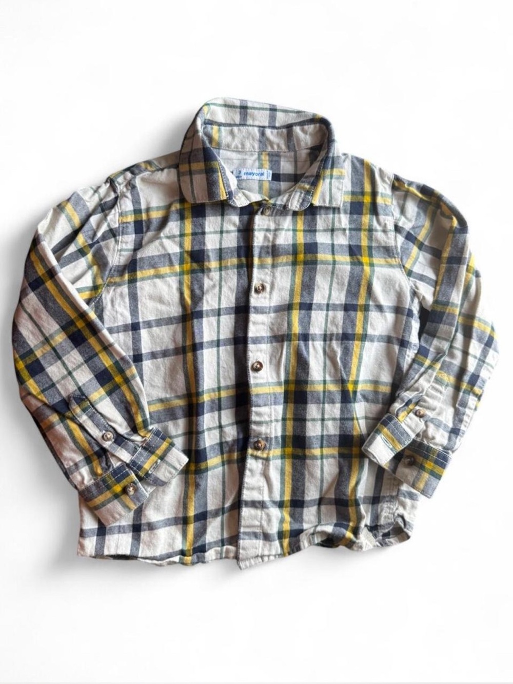 Mayoral Boys Size 3 Plaid Button Down Long Sleeve Shirt